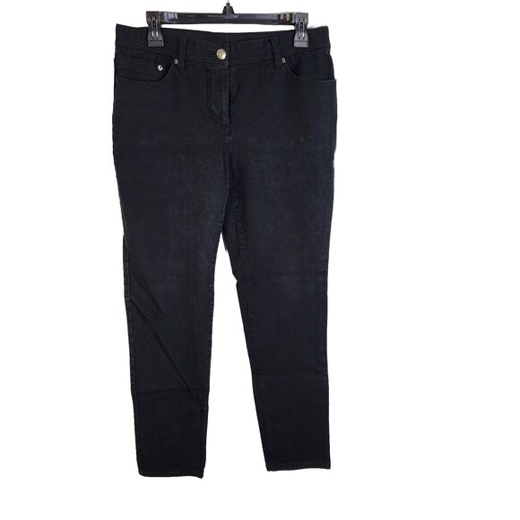 Chico's So Slimming Women Jean Sz 1 Medium 8 Stretch Black Denim Skinny Mid Rise - Picture 1 of 8